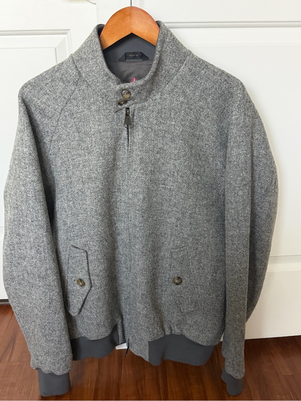 Gray Wool-Blend Bomber Jacket